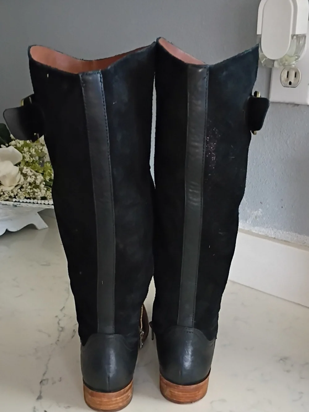 Kork Ease Black Leather & Suede Knee-High Women's Riding Boots